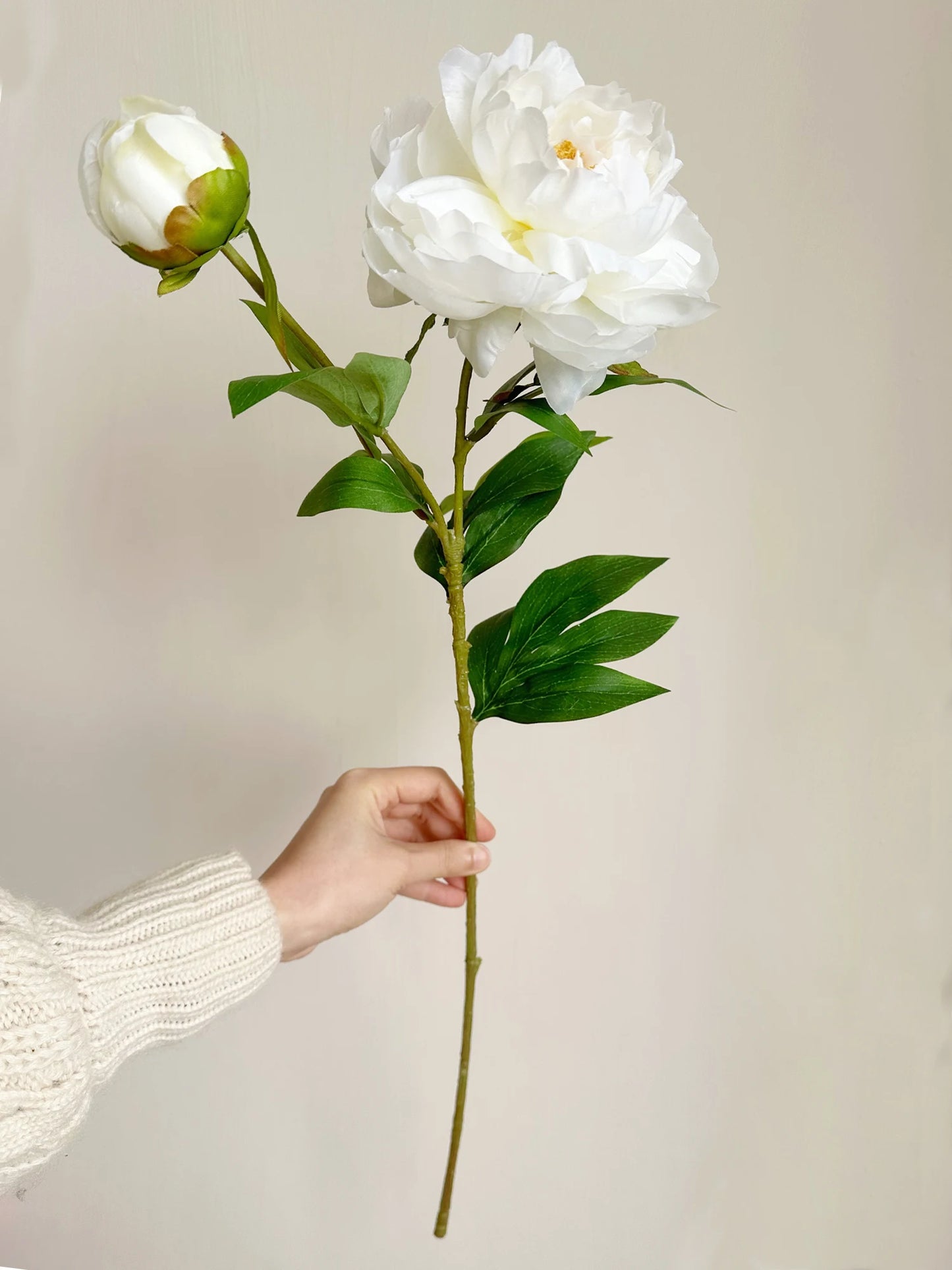 Large White Peony Silk Artificial Flower - Perfect for Home and Wedding Decor