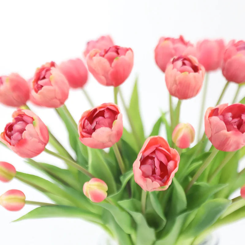 Real-Touch Faux Peony Tulips - 5 Stem Bunch for Elegant Decor