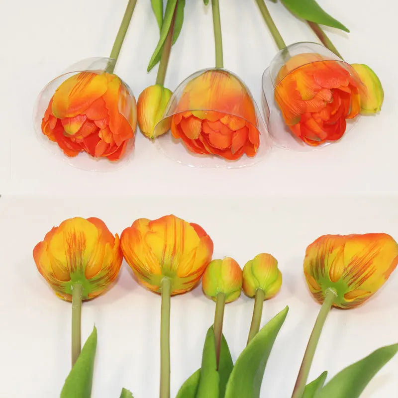 Real-Touch Faux Peony Tulips - 5 Stem Bunch for Elegant Decor