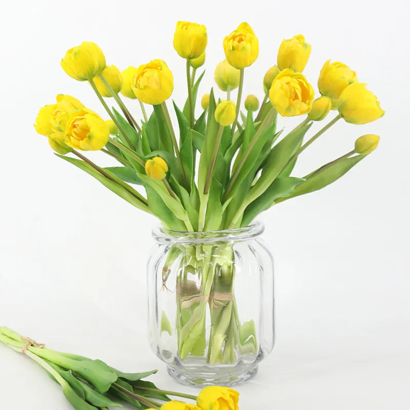 Real-Touch Faux Peony Tulips - 5 Stem Bunch for Elegant Decor