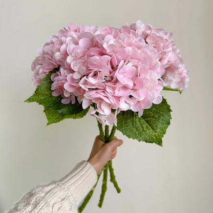 Realistic Pink Artificial Hydrangea Stems - Lifelike Floral Decor Branches