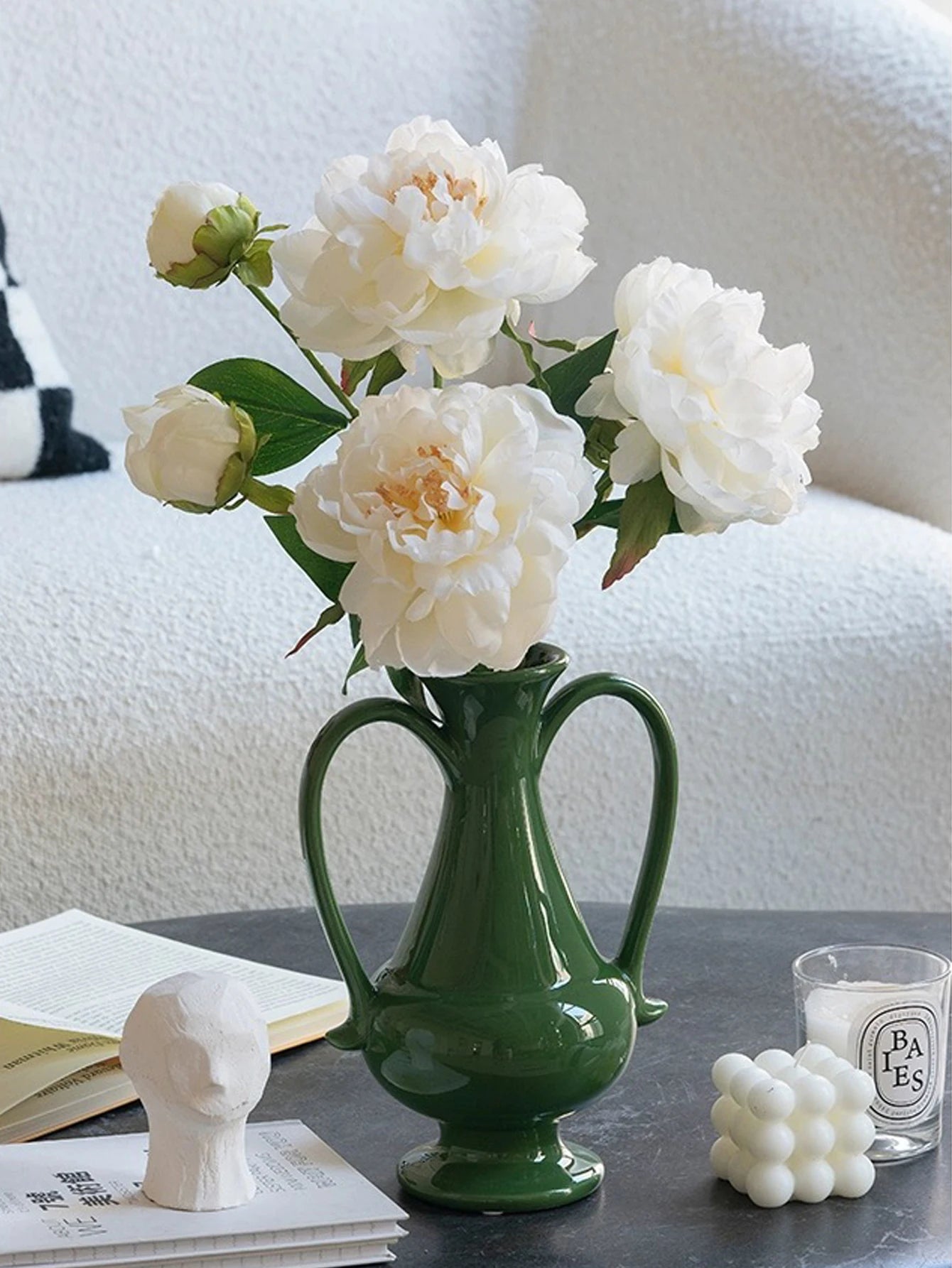 Large White Peony Silk Artificial Flower - Perfect for Home and Wedding Decor