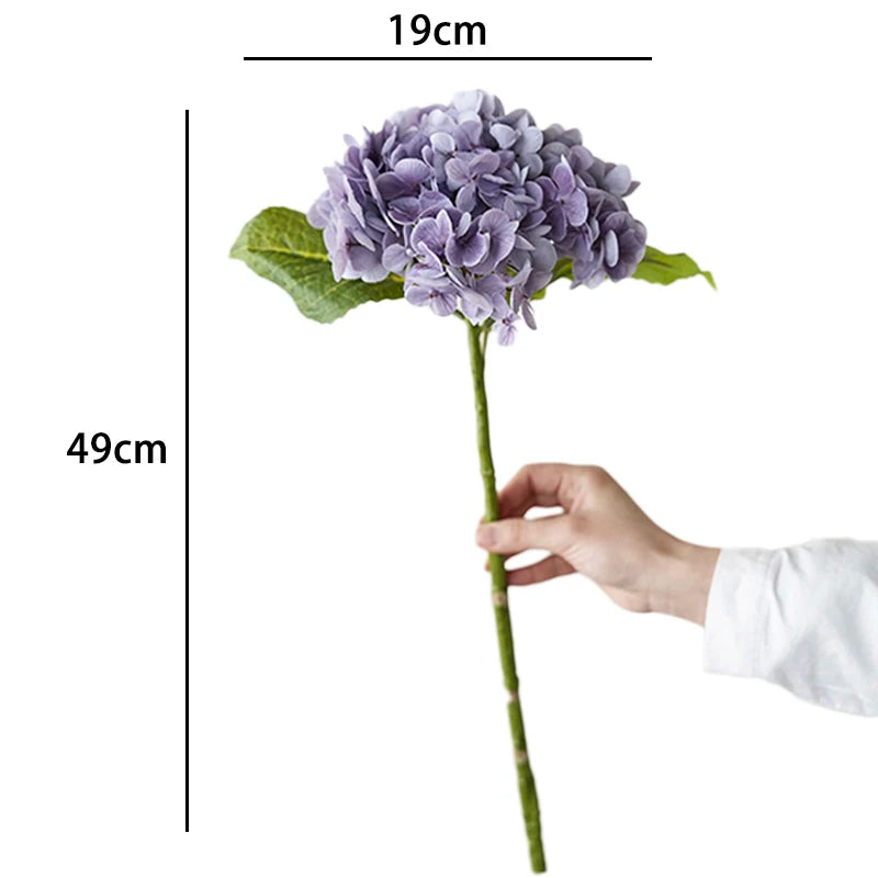 Luxurious Purple Hydrangea Artificial Flowers - Real Touch Faux Blooms