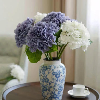 Luxurious Purple Hydrangea Artificial Flowers - Real Touch Faux Blooms